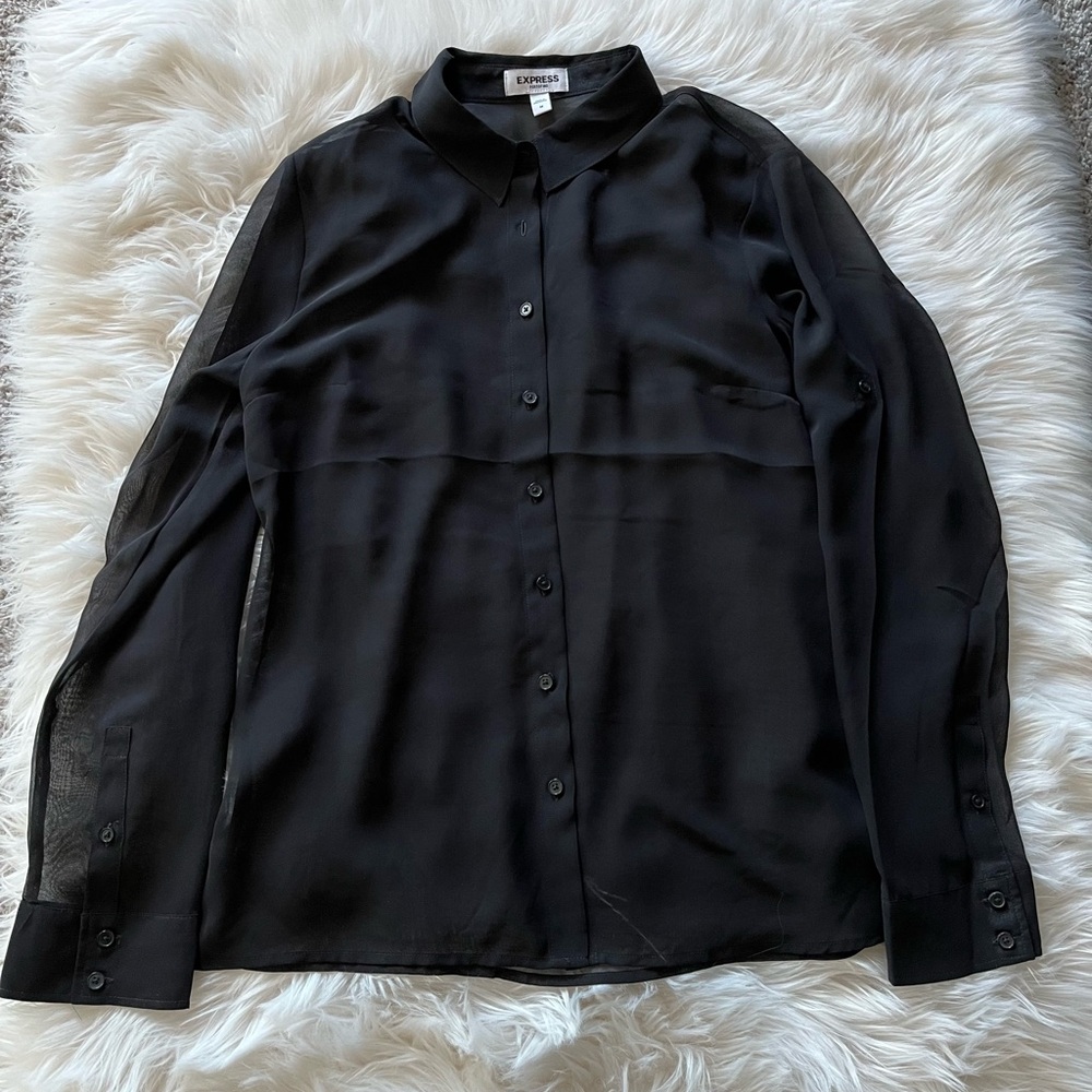 Express sheer button down shirt